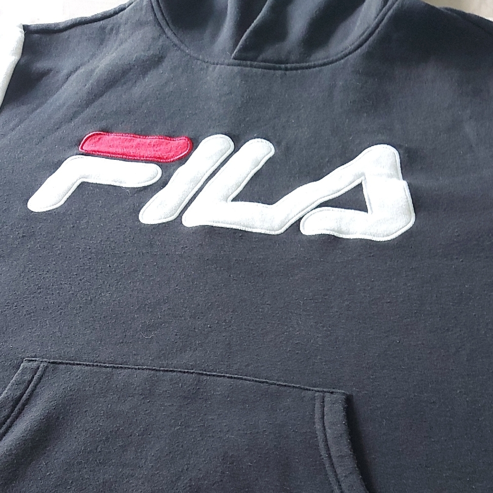 Fila Men's Black and White Hoodie Sweater